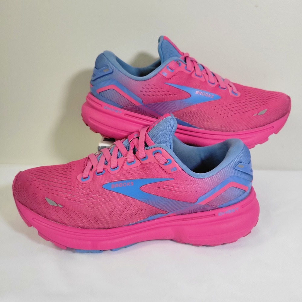Brooks Ghost 15 Womens Running Shoes Pink Blue 1203801B606 Size 6.5 Medium B